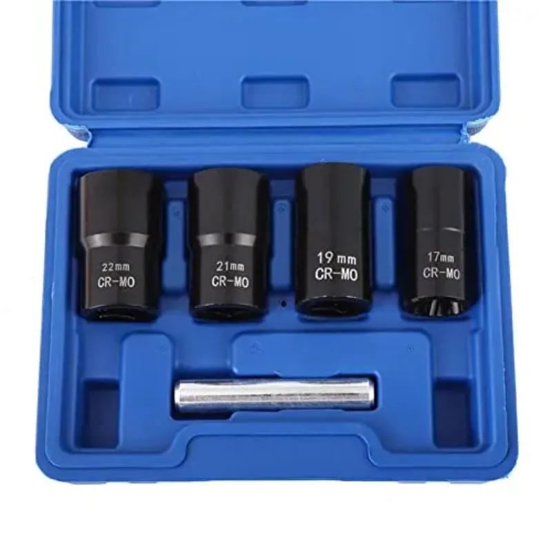 Drive Impact Bolt Nut Removal Extractor Socket Tool Set 17mm 19mm 21mm 22mm Twist Socket Set Lug Nut Remover Extractor Home Tool