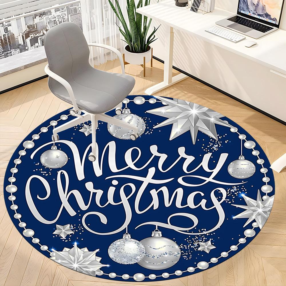 1pc Merry Christmas Chair Carpet for Office Non Slip, Machine Washable Rug for Office, Room Holiday Decor for Christmas, Birthday Polyester