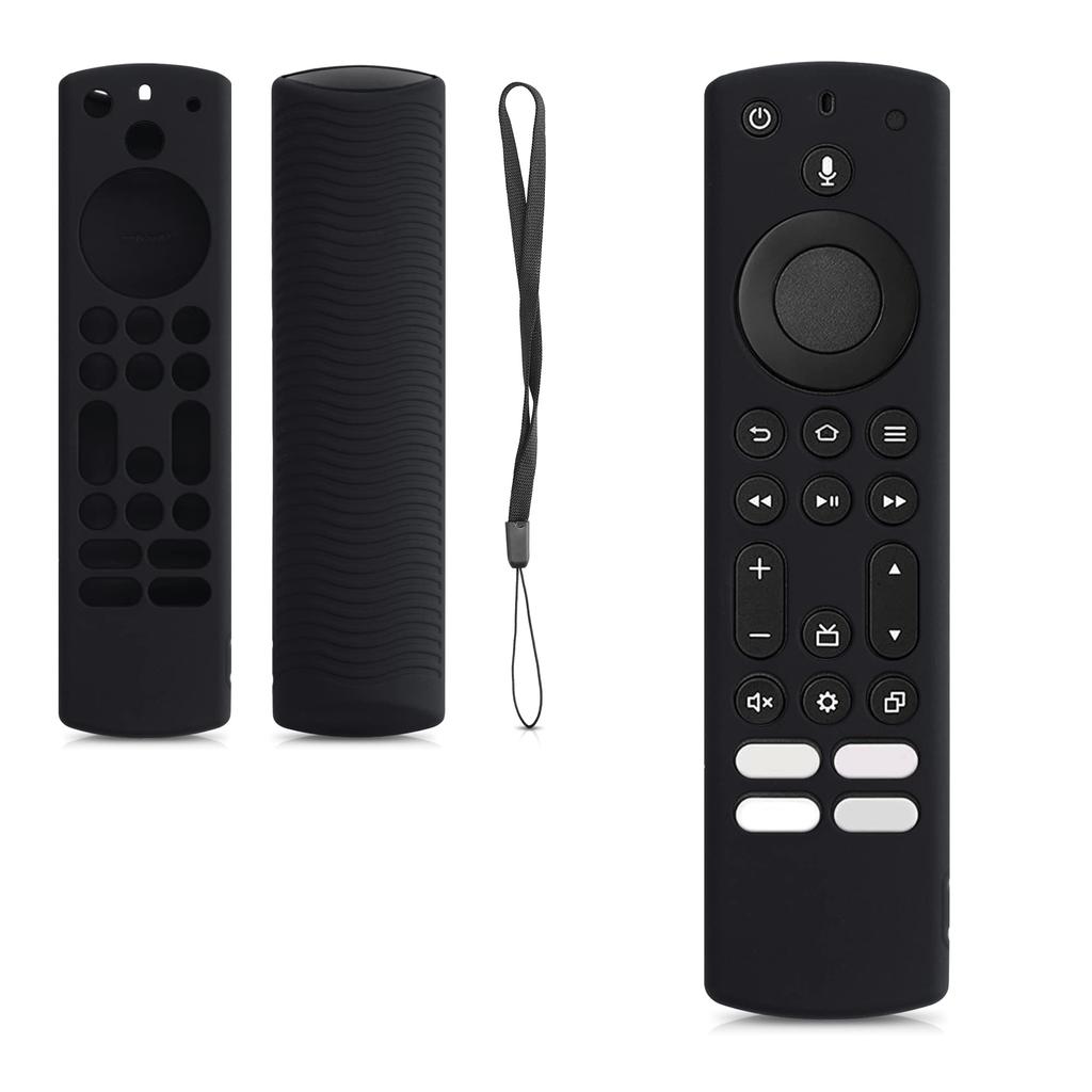 Kwmobile Protective Case Toshiba and Insignia CT95018 Fire TV Compatible Remote Control Cover Back Cover Silicone Soft Black NS-RCFNA-21, CT-RC1US-21,