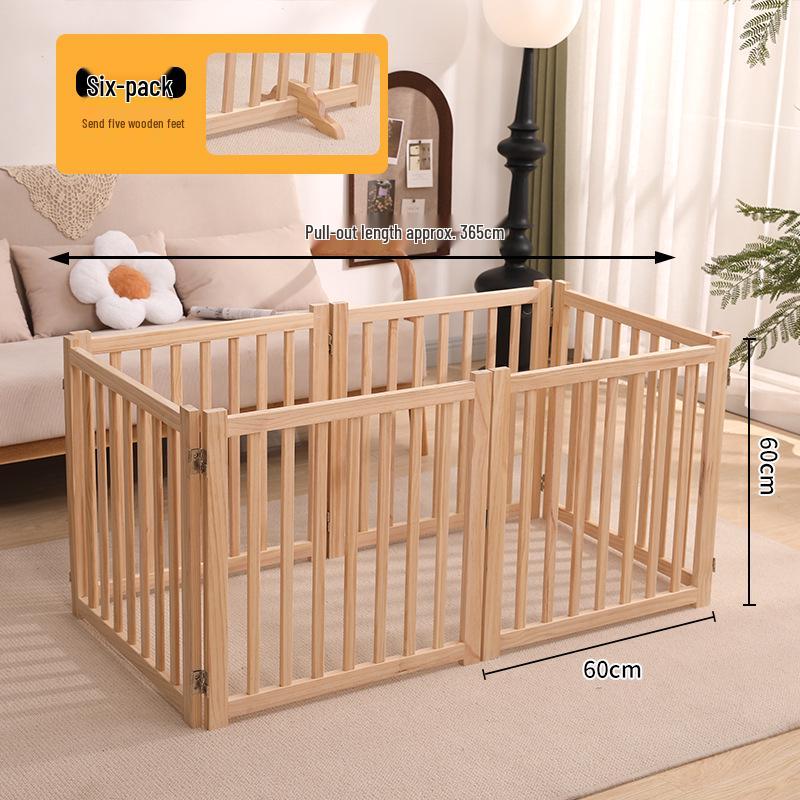 Foldable Solid Wood Dog Fence - Detachable, Easy to Store, Eco-Friendly, Natural Finish, Versatile Dog Cage