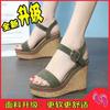 2025 slope heel sandals women's summer new high-heeled platform open-toed muffin shoes European station casual sandals
