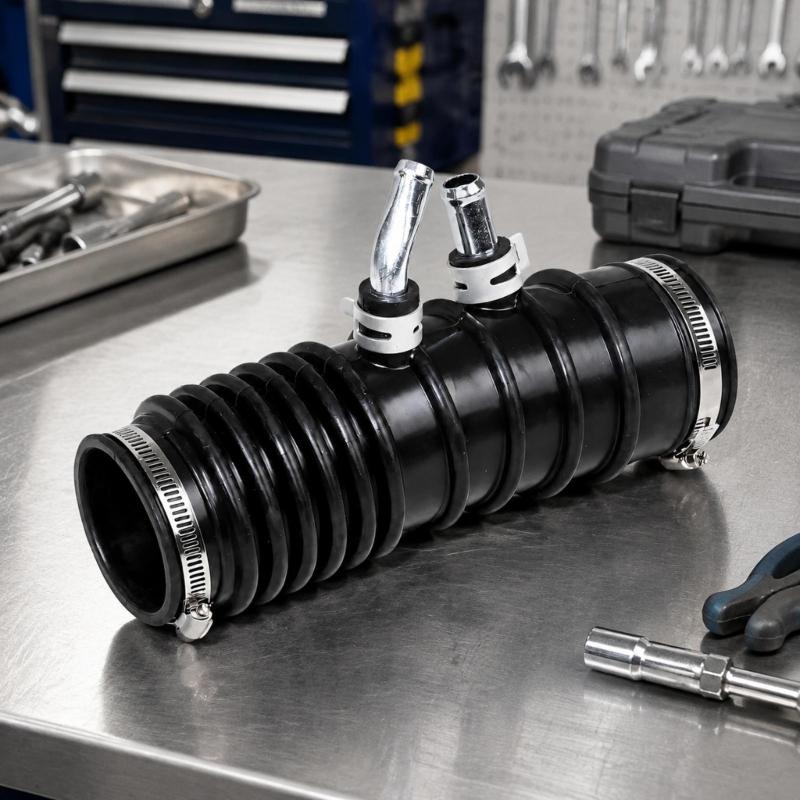 Air Intake Hose Assembly, Corrugated Rubber Hose with Metal Fittings and Clamps 1657788G00 16577-88G00 for D21 Pickup 2WD 3.0L Engine Intake System