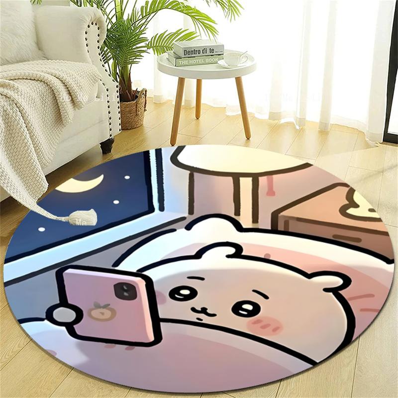 Personalized Chiikawa Round Chair Office Rug - Perfect for Mat, Office Chair & More - Ideal Gift for Birthdays and Holidays