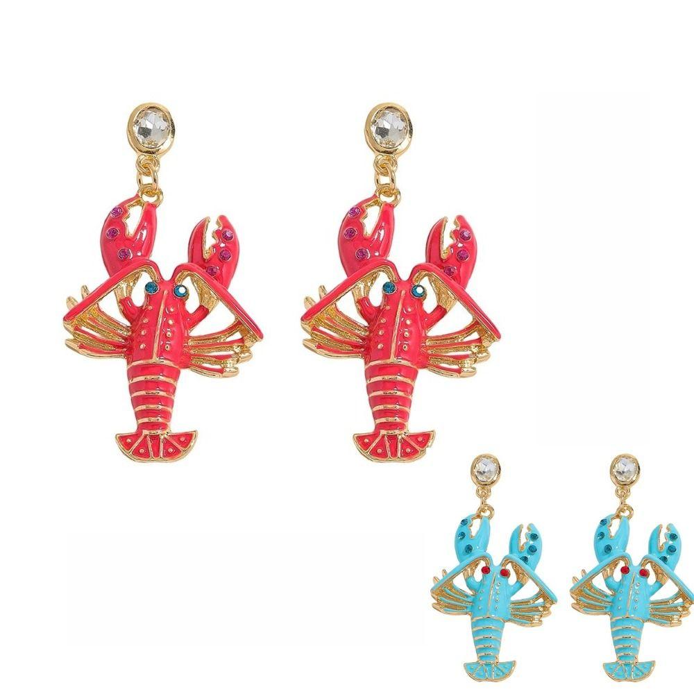 Ocean Series Personalized Earrings Diamond Lobster Decorative Earrings Lobster Earrings  Vacation