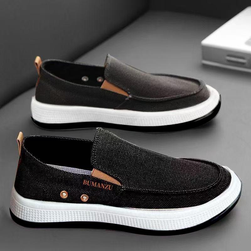 Men s Slip-On Canvas Shoes: Breathable Summer Casual Footwear 39 чёрный