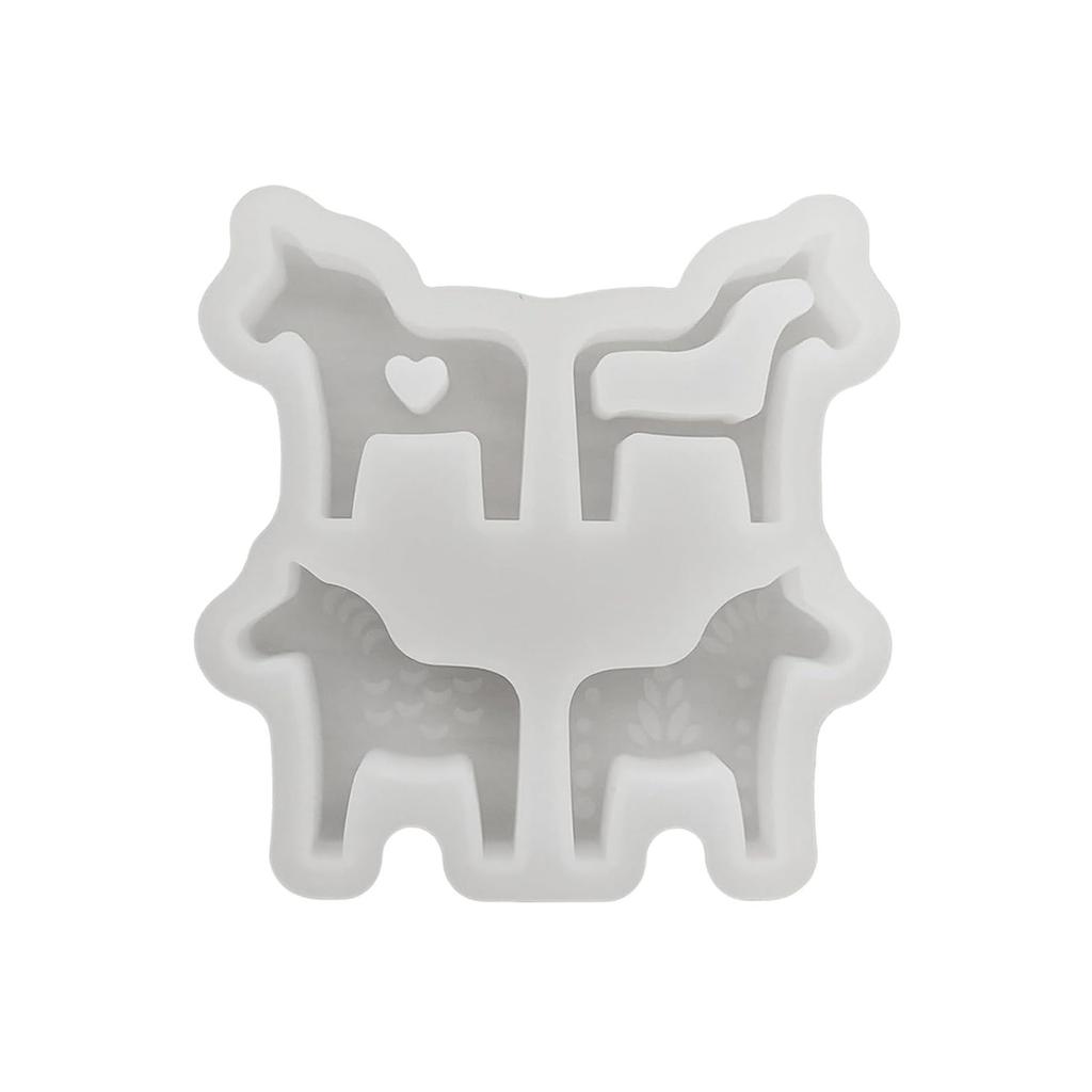 Four Pose Dalahorse Silicone Mould For Home Plasters Figurines And Creative Decoration Projects
