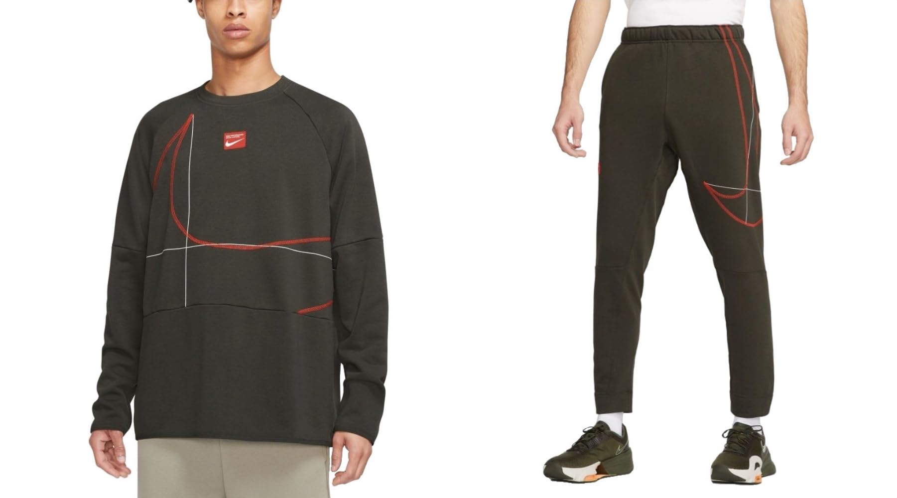 

Nike Fleece Sweatshirt and Pants Size Men s Dri-Fit Set, Olive/Khaki, XL, DQ6623-355/DQ6615-355