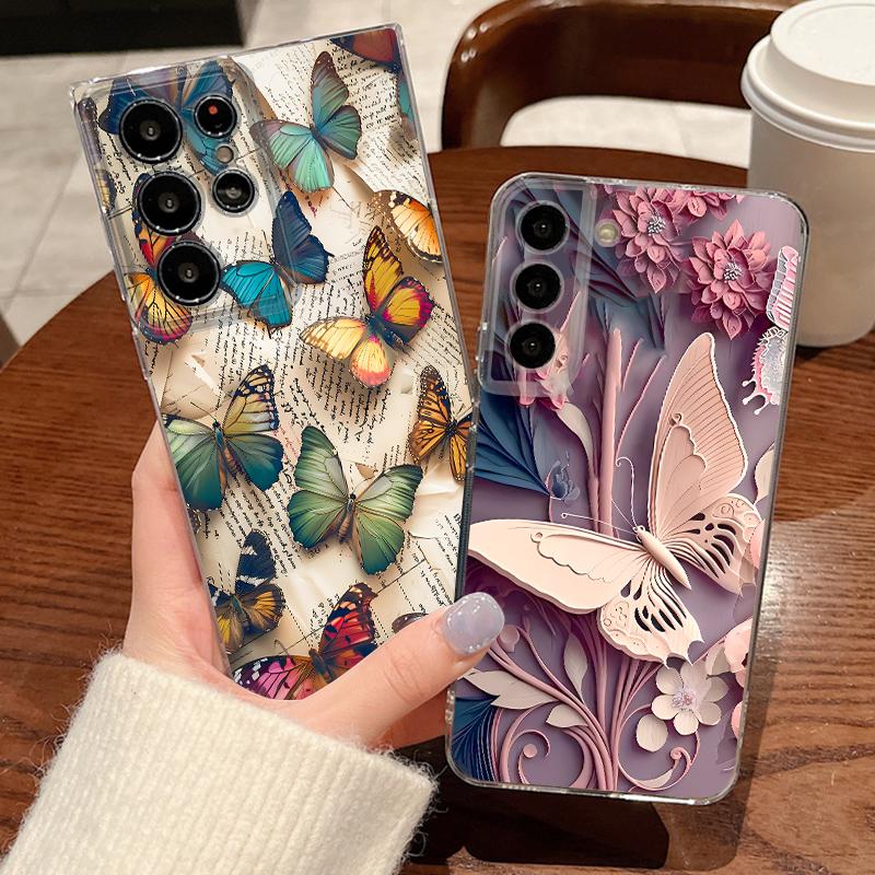 Colorful Butterfly Case For Samsung Galaxy S26 S25 S24 Ultra S23 S25 FE A57 A17 A37 A16 A56 A55 A15 A35 A36 Soft TPU Phone Cover