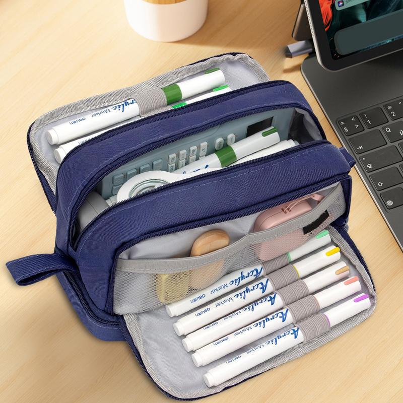 Portable Pencil Case Portable Big Capacity Pencil Pen Case With Compartments Aesthetic Pen Pouch Stationery Storage Bag For