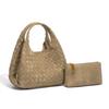 2026 Autumn Winter New Abrasive Woven Bucket Bag Women's Dish Basket Mother Hand Tote Bag Casual Single Shoulder Diagonal Cross Bag