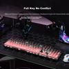 HP Mechanical Keyboard, Wired for Office And Gaming, Side-Engraved Gradient Blackberry Pink, White Light Switches, 104 Keys