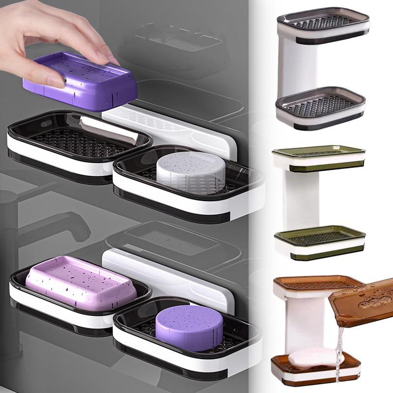 

Настенная двухслойная мыльница без дырокола, держатель для слива, органайзер для ванной комнаты, полки