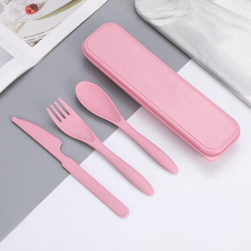 ZISIZ Portable Straw Cutlery Set with Transparent Lid