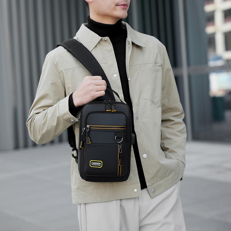 Men's Multi-Layer Chest Bag - Convertible Shoulder/Crossbody Pack (Wear-Resistant Lightweight Business & Casual Bag)