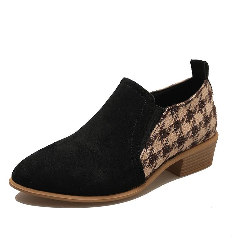 

Туфли женские Slip-On Color Block Outdoor Office High Heels Женские туфли Slip-On Square Heels с острым носком Женская обувь 42