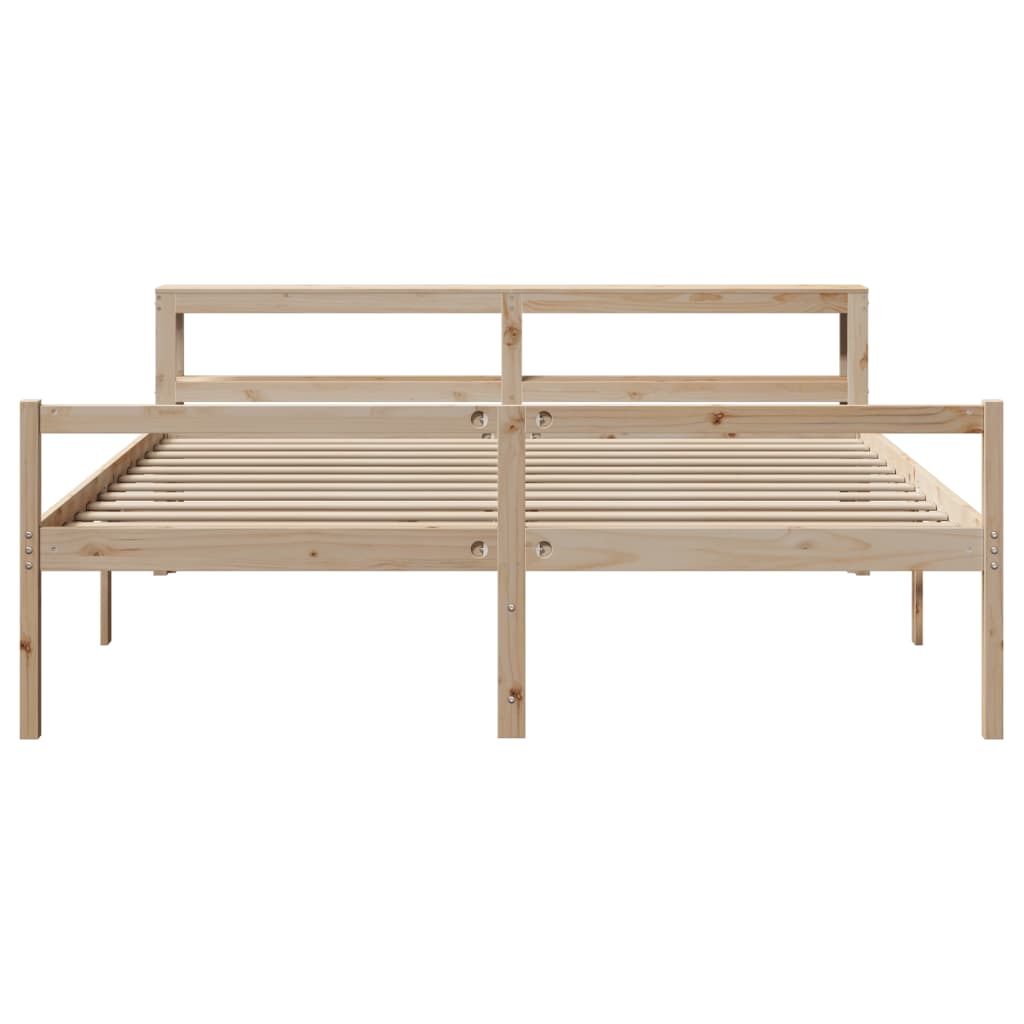 Senior Bed with Headboard 200x200 cm Solid Pine Wood