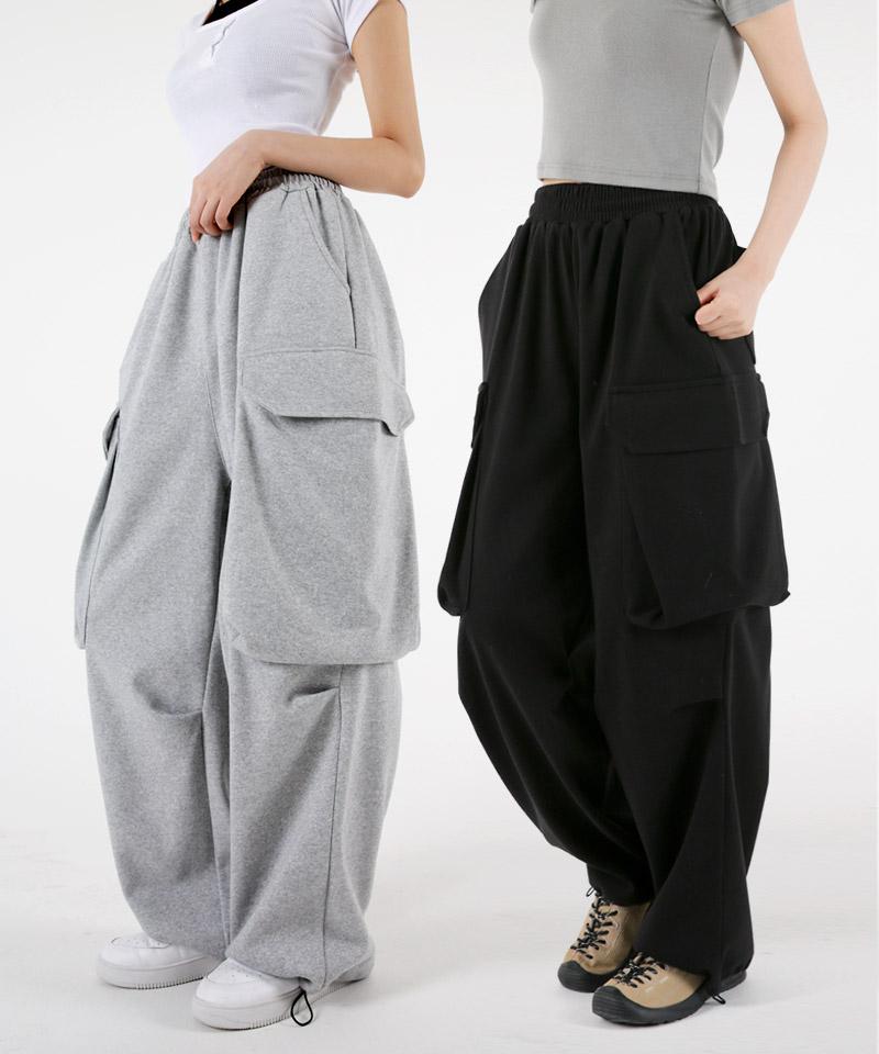 UMM Big Pocket Cargo Wide Drawstring Jogger Training Pants 2 Colors