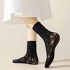 Women's Ruffle Socks Casual Mesh Lace Crew Socks Summer Ultra Thin Frilly Ankle Socks Soft Breathable Knit Socks