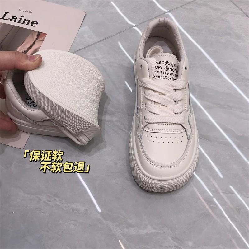 Leather Flat White Shoes Women's Soft Baseplate Shoes 2025 Spring and Summer New Versatile Thin Casual Student Women's Shoes