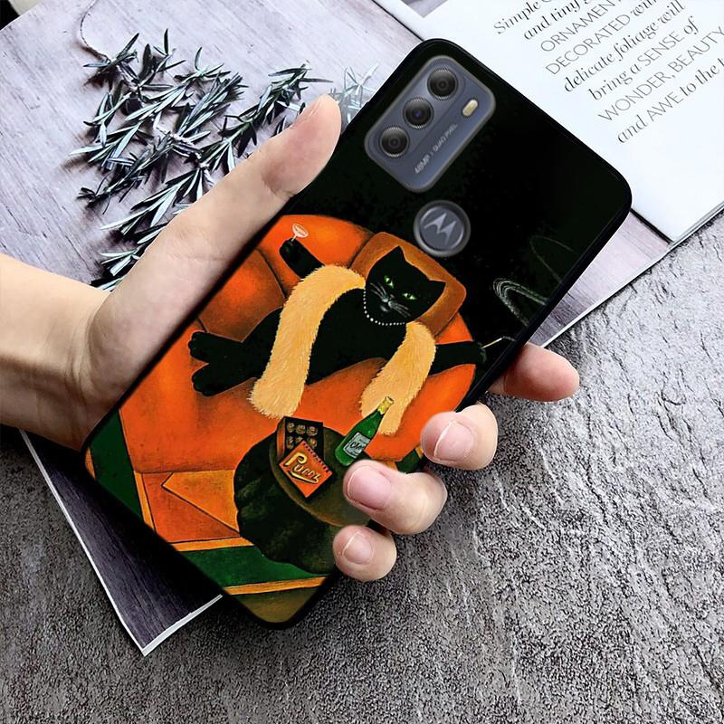 

Phone Case For Moto G85 G55 G05 G14 G75 G31 G50 G10 G20 G30 G60 G13 G32 G84 G54 G53 G72 G24 Power Drinking Wine Cat Moto G54