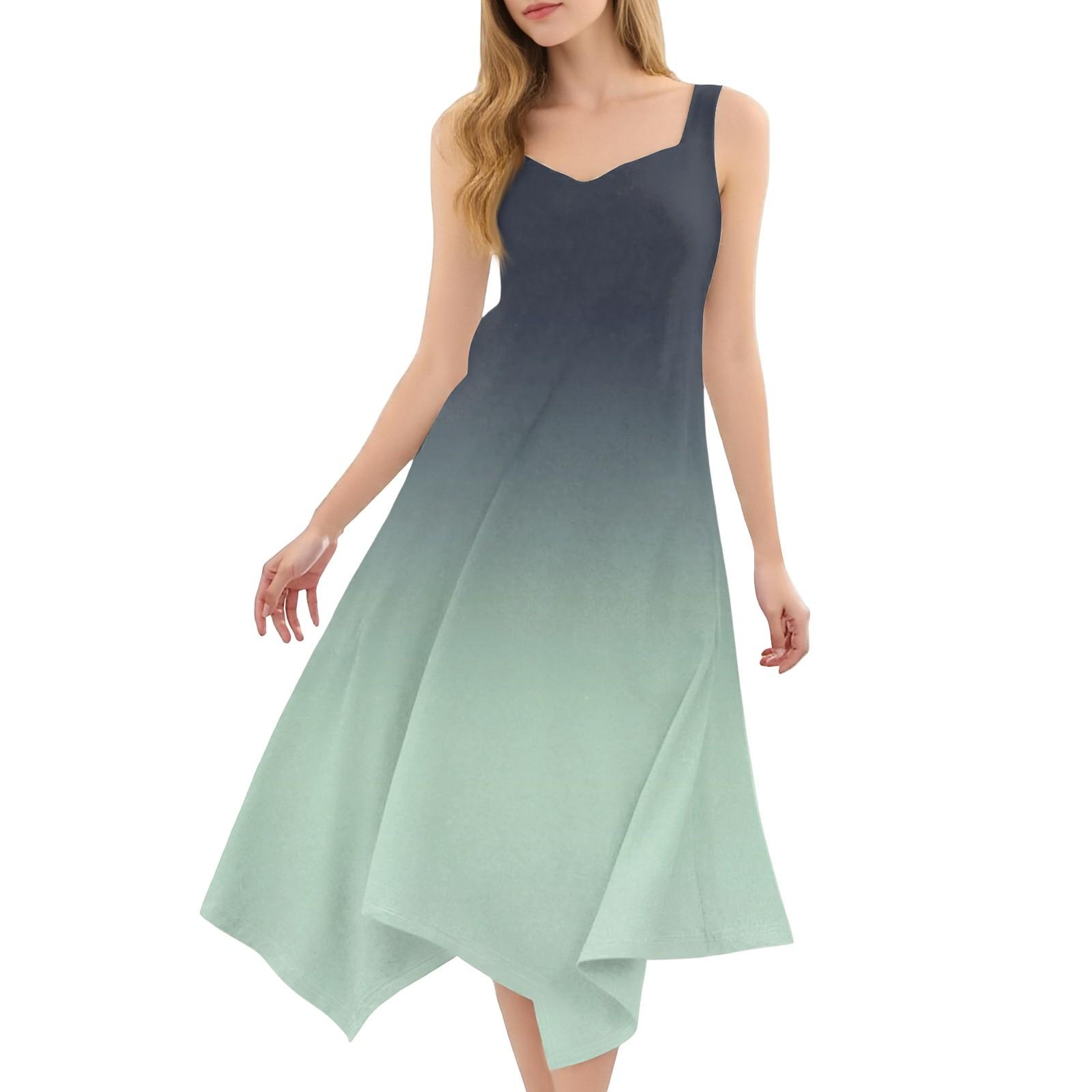 

Женское повседневное модное платье миди без рукавов с круглым вырезом и нерегулярным подолом S