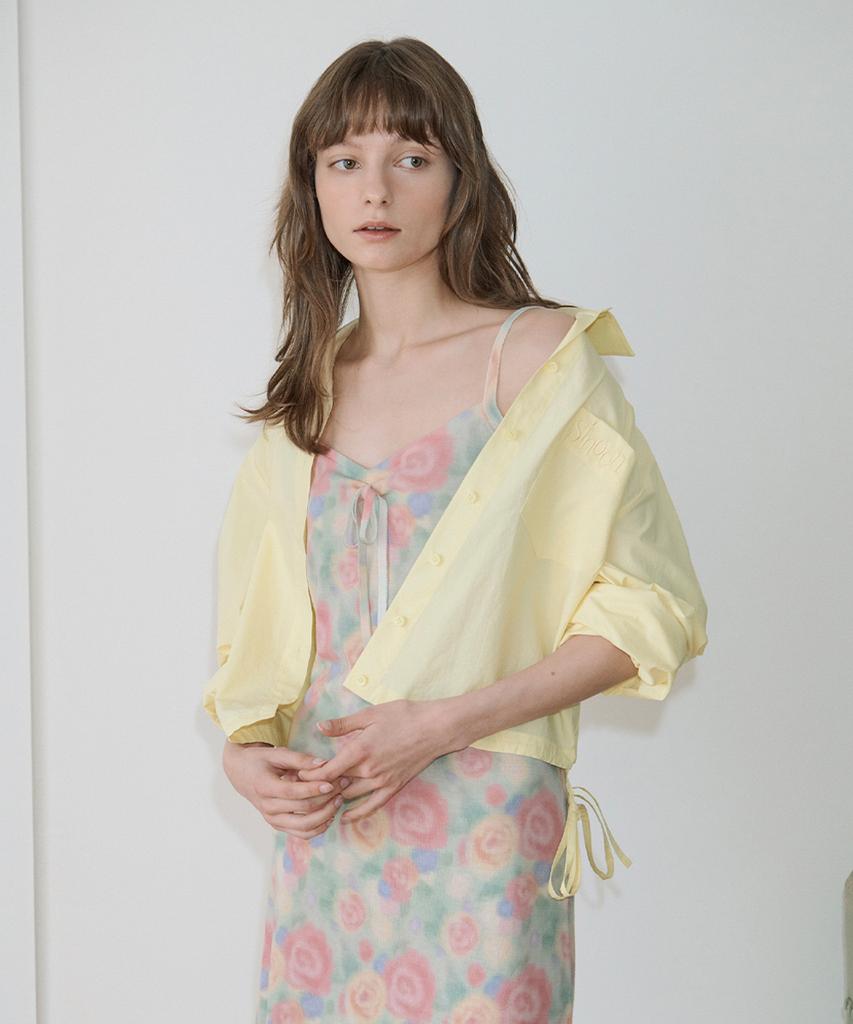 SINOON 2-Way Drawstring Crop Shirt (Yellow)