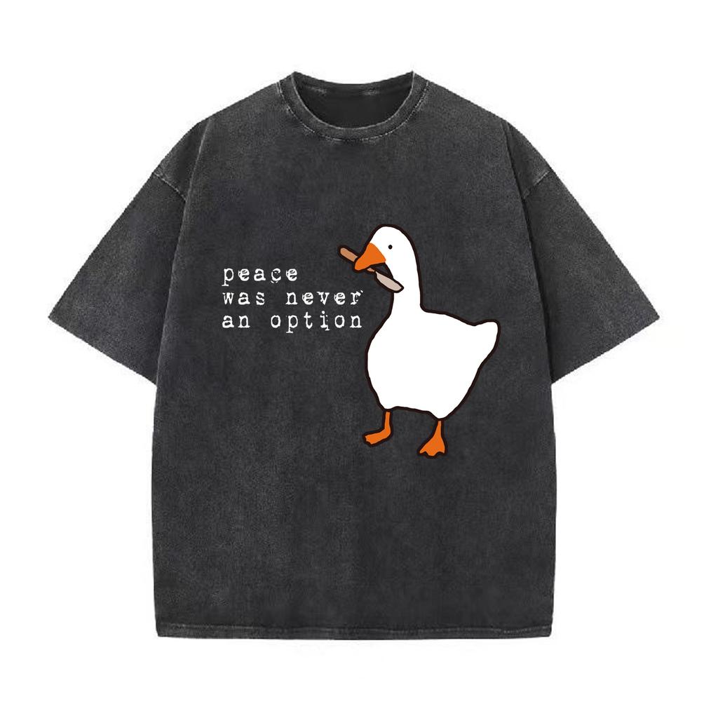 Mír nikdy nebyl možností Retro prané vintage tričko s potiskem Vtipné oversized topy Harajuku Klobouk Šňůrka Tričko