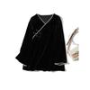 French Style Court Style Oversize Big Shirt! Women's Real Velvet Beaded Buckle Bandage Dress Loose T-shirt Forced