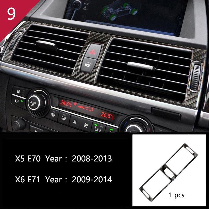 AAACH1 For BMW X5 X6 E70 E71 Accessories Car Interior Air Conditioning CD Console Panel Cover Decoration Trim Carbon Fiber Car Styling