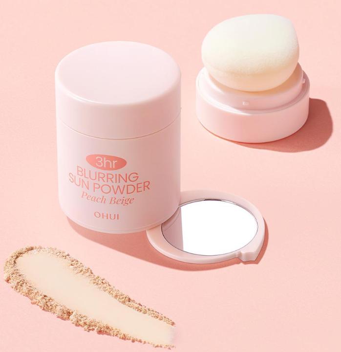 Ohui 3-Hour Blurring Sun Powder SPF | Clear & Peach Beige | Pore Blurring Korean Makeup