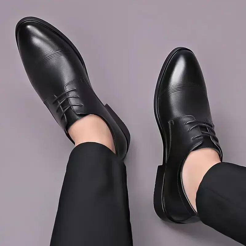 FashionMen's Formal Shoes Spring Autumn Pointed Toe Social Shoe Male Brown Black Casual Business Low Price Legitimate Leather Official