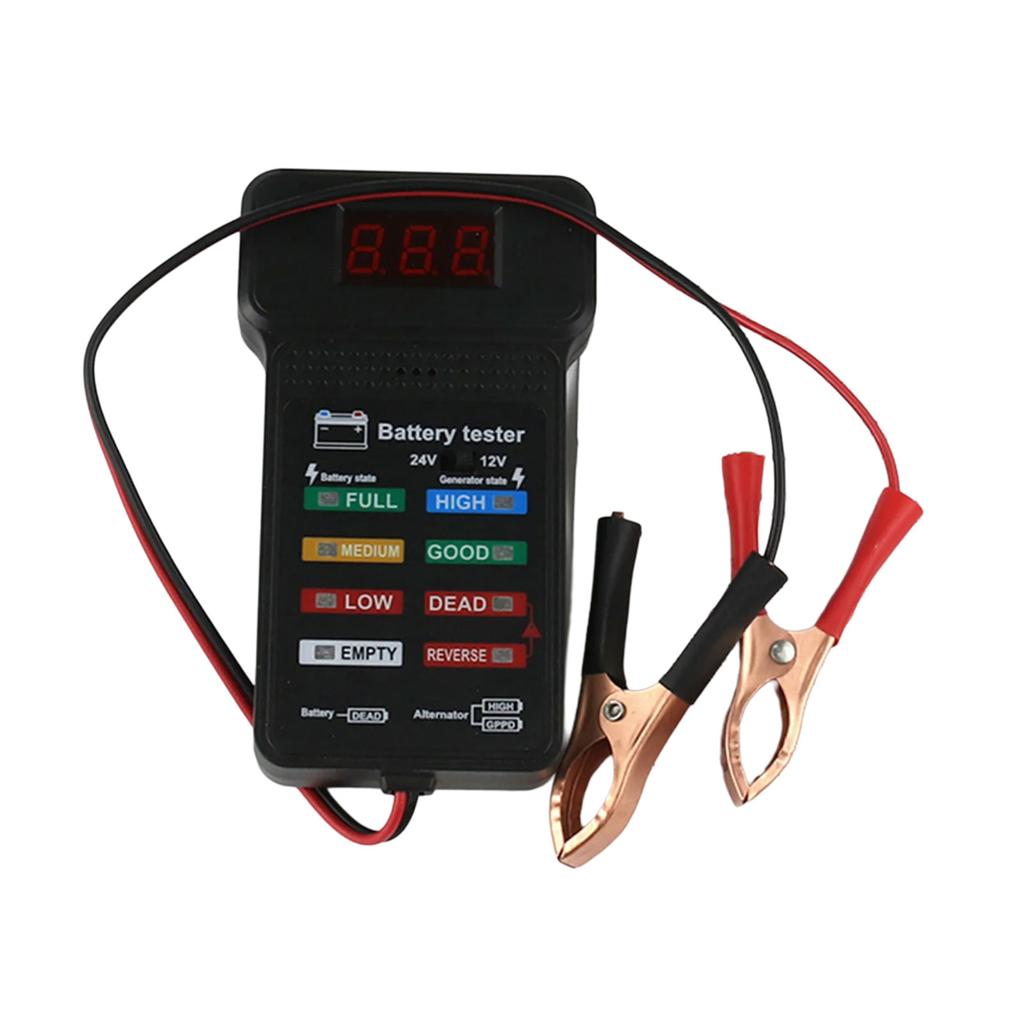 Präzisions-Batterietester für 12/24V-Fahrzeuge Einfach zu bedienendes Autobatterie-Diagnosetool mit Spannungs- und Kapazitätsanzeige