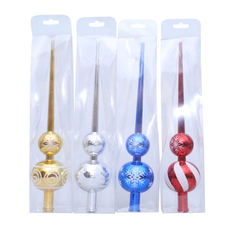 Festival Holiday Tree Top 28cm Metallic Color Gourd Shape Christmas Tree Top Decoration for Indoor and Outdoor Use