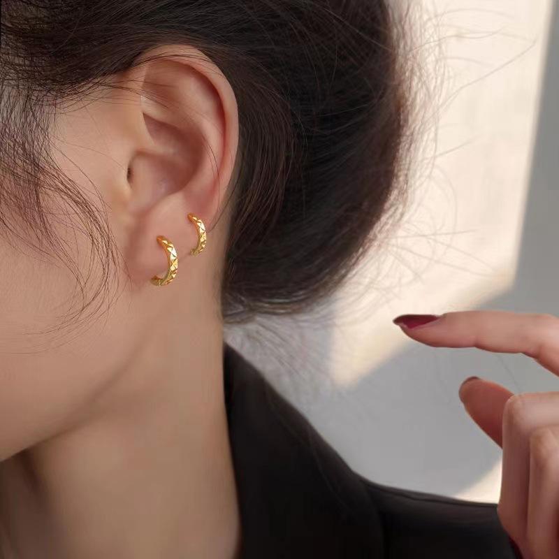 1Pair Stainless Steel Hoop Earrings For Women Glamour Gold Color Metal Cartilage Earrings Piercing Jewelry