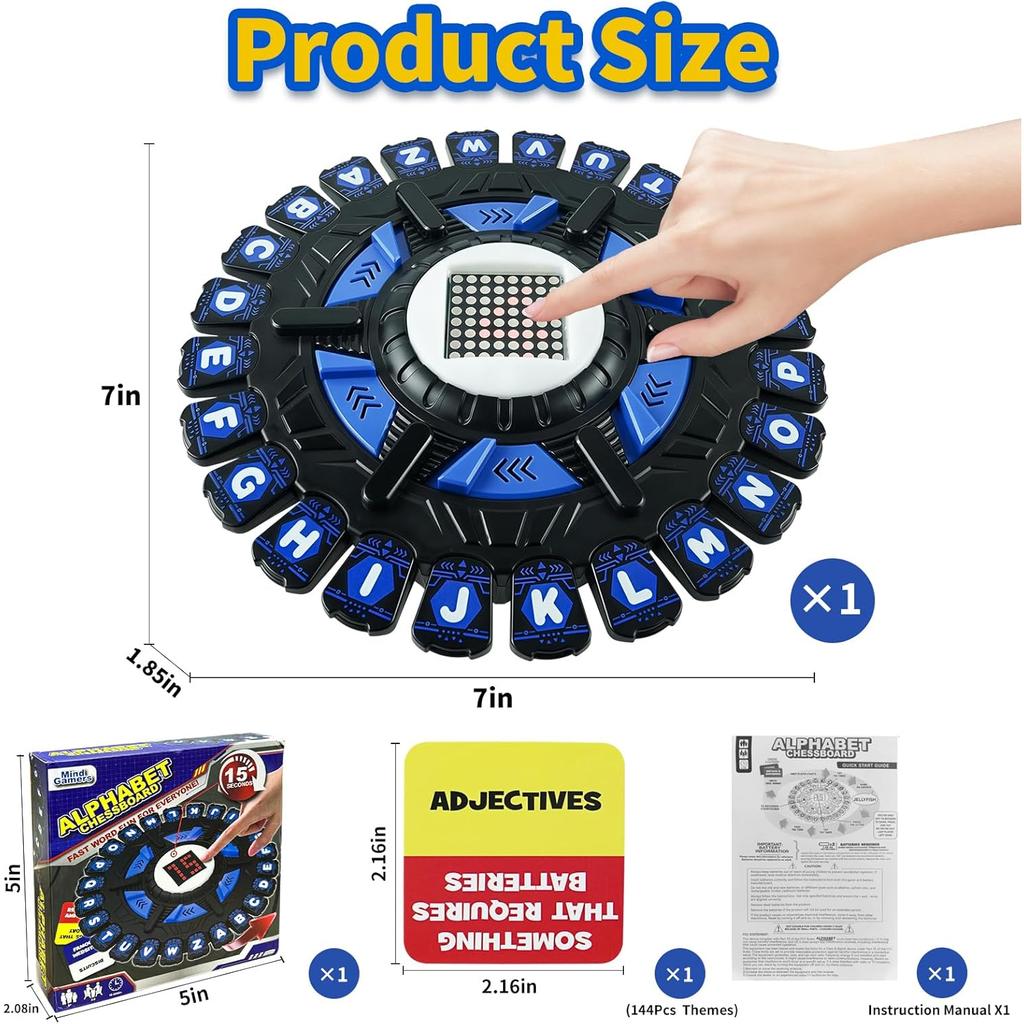 24-Key Crazy Alphabet Board Game 36 Cards 144 Categories Fast Rhythm Word Game 3D Early Learning Fast-Paced Board Game Party
