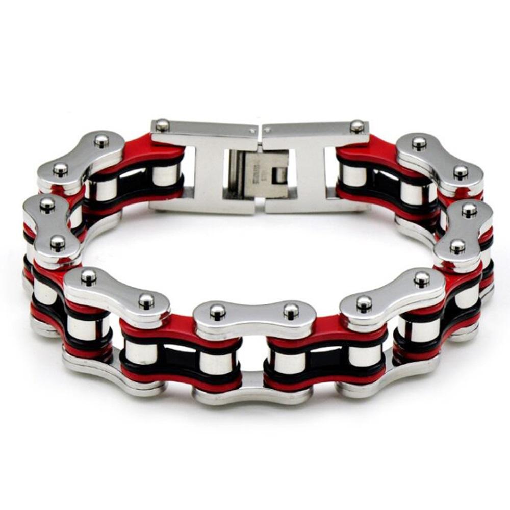 Punk Pulseiras e Braceletes Laranja de Bicicleta para Homem Preto Corrente de Motocicleta Pulseira Homem Mulher Aço Inoxidável Joias de Pulso Biker