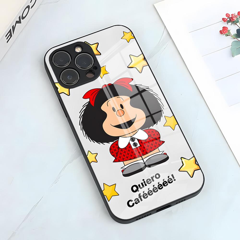 Cute Mafaldas Girl Phone Case For IPhone 17 Pro Max 15 Pro 16 14 Plus 12 13 Mini 11 Pro Shockproof Glass Cover
