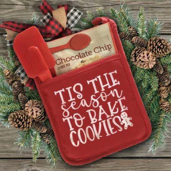 Christmas Oven Mitt with Storage Pocket Heat-Resistant Pot Holder