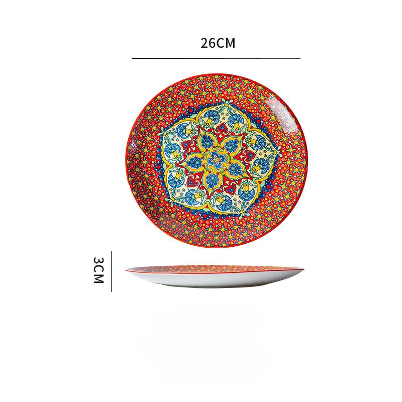 20cm Keramikteller High-End Gefühl Haushalts-Essteller Großer Teller Westlicher Teller Steakteller Flacher Teller Flacher Teller Geschenk