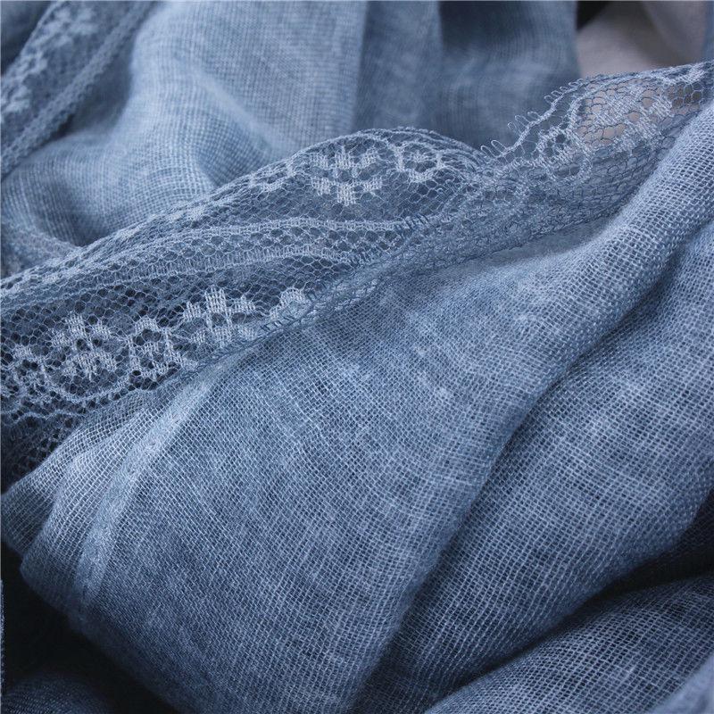 Korean Style Patchwork Lace Scarf - Women's Spring & Autumn Cotton Linen Shawl