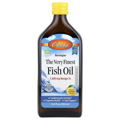 Olio di pesce norvegese premium, Aroma naturale di limone, 500 ml (1.600Mg)