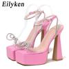 Fashion Eilyken Sexy Crystal Rhinestone Platform Women Sandals Fashion Open Toe PVC Transparent Super High Heel Female Designer Shoes