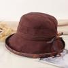 Spring and Summer Thin Breathable Bow Visor Women's Outdoor Leisure Sunscreen Fashion Versatile Crimped Bucket Hat Basin Hat