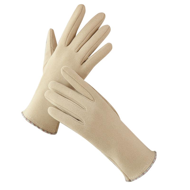 Women's Winter Velvet-Lined Cute Korean Style Touchscreen Gloves for Driving, Cycling, Skiing