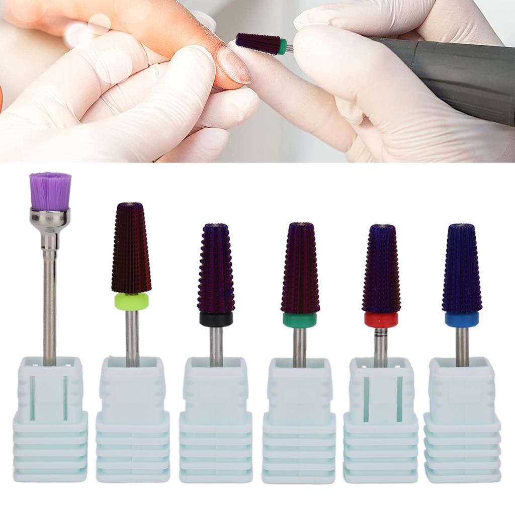 Nail Drill Bits Set Tungsten Steel Gel Polish Removal Dust Brush Nail Polishing Grinding Head Kit