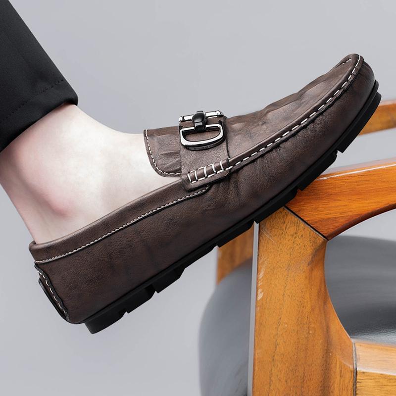 Fashion Genuine Leather Men's Loafers Shoes High Quality Muller Dress Moccasins Breathable Slip On Driving Shoes Crocodile Pattern Flats