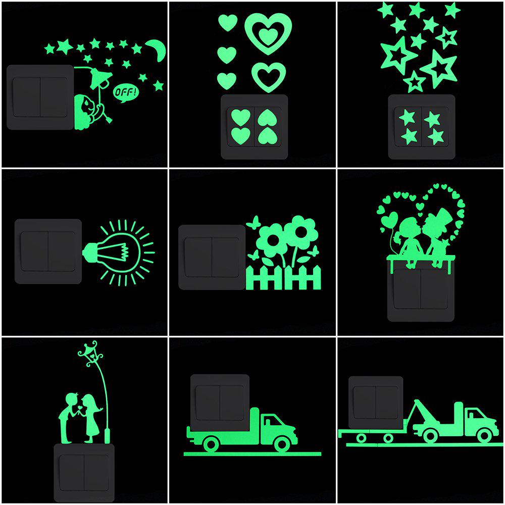 Switch Decoration Luminous Stickers Kids Room Wall Laptop Fridge Desk Car Home Decor Vinyl Decal Car/Fairy/Moon Stars/Bulb/Dog..