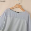 ZANZEA Women Casual Round Neck Summer Short Sleeve Loose Blouse