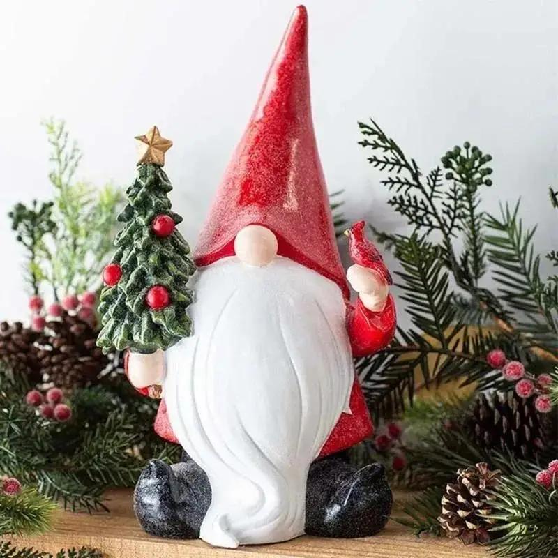 Nieuw Kerstman Beeld Kerst Huisdecoratie Kabouter met Kerstboom Ornamenten Tuin Micro-landschap Decor Hars Handwerk