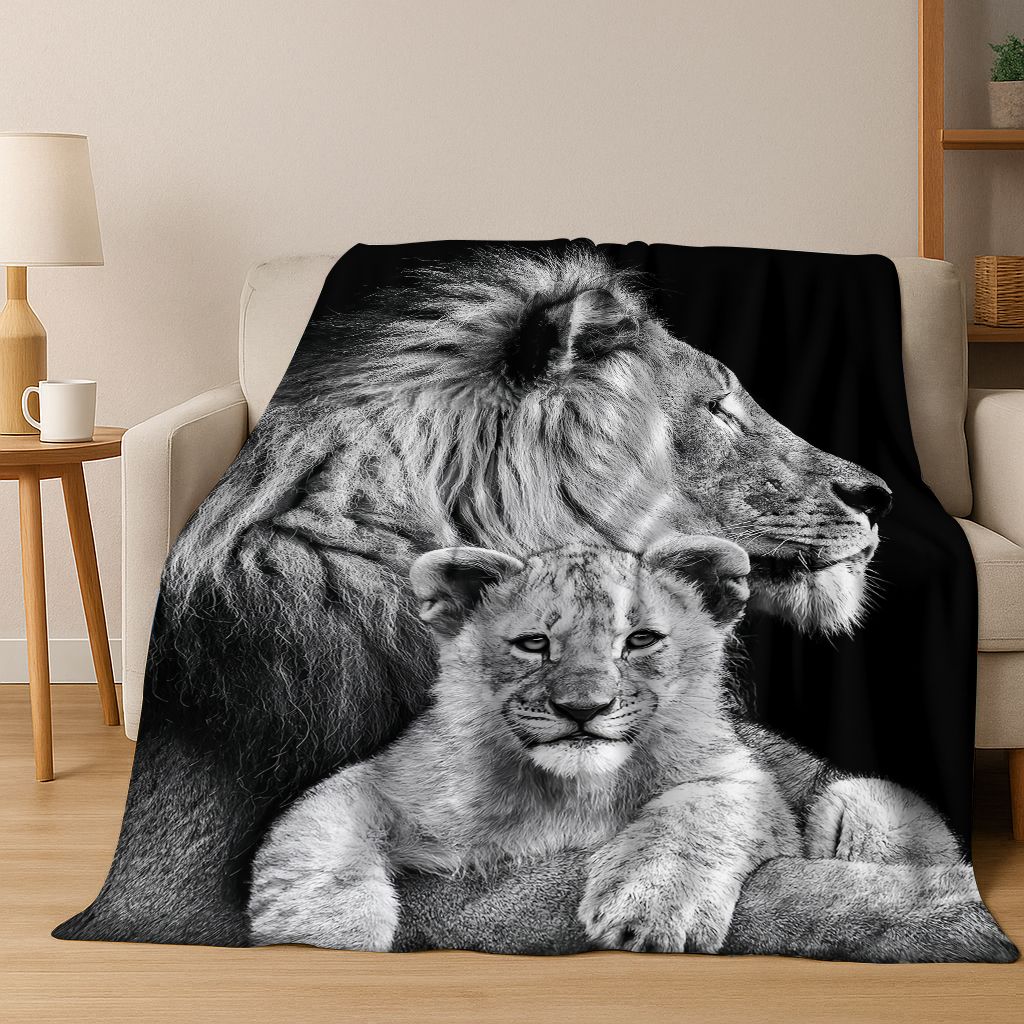 26 Style Wild Animal Lion Beast Cartoon Flannel Blanket,Warm Cozy Soft Throw Blanket for Home Bedroom Bed Sofa Picnic Cover Kids